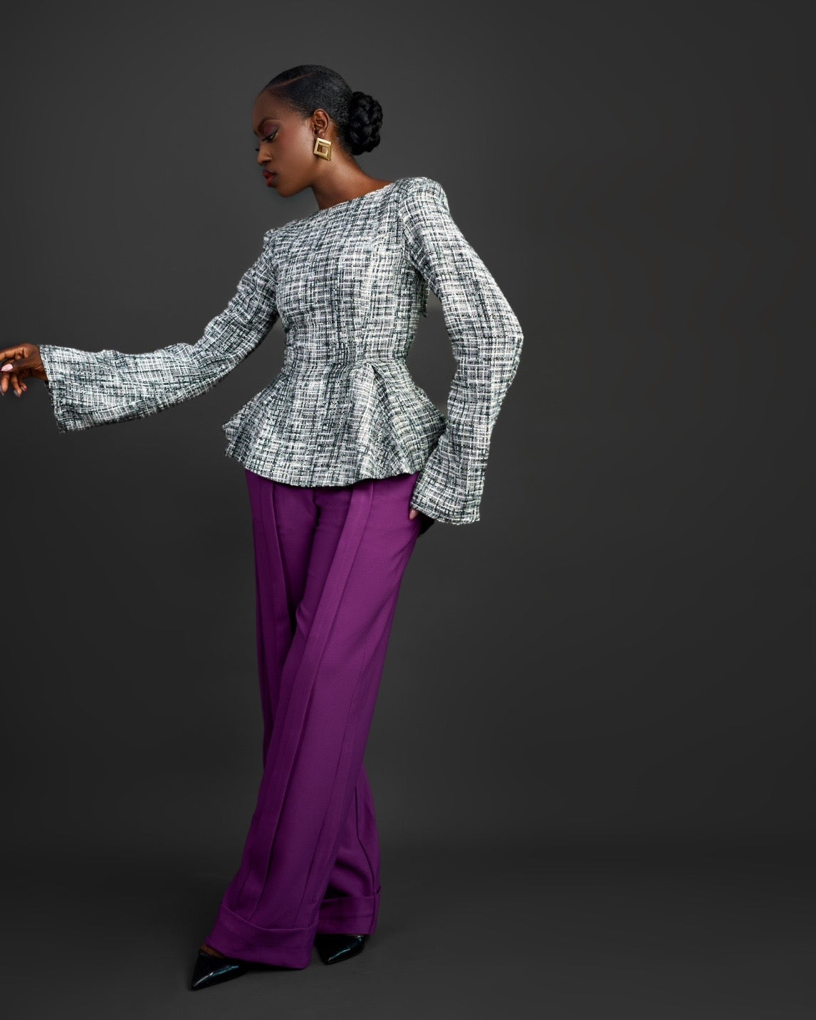 WANDE SET (Tweed peplum Top)