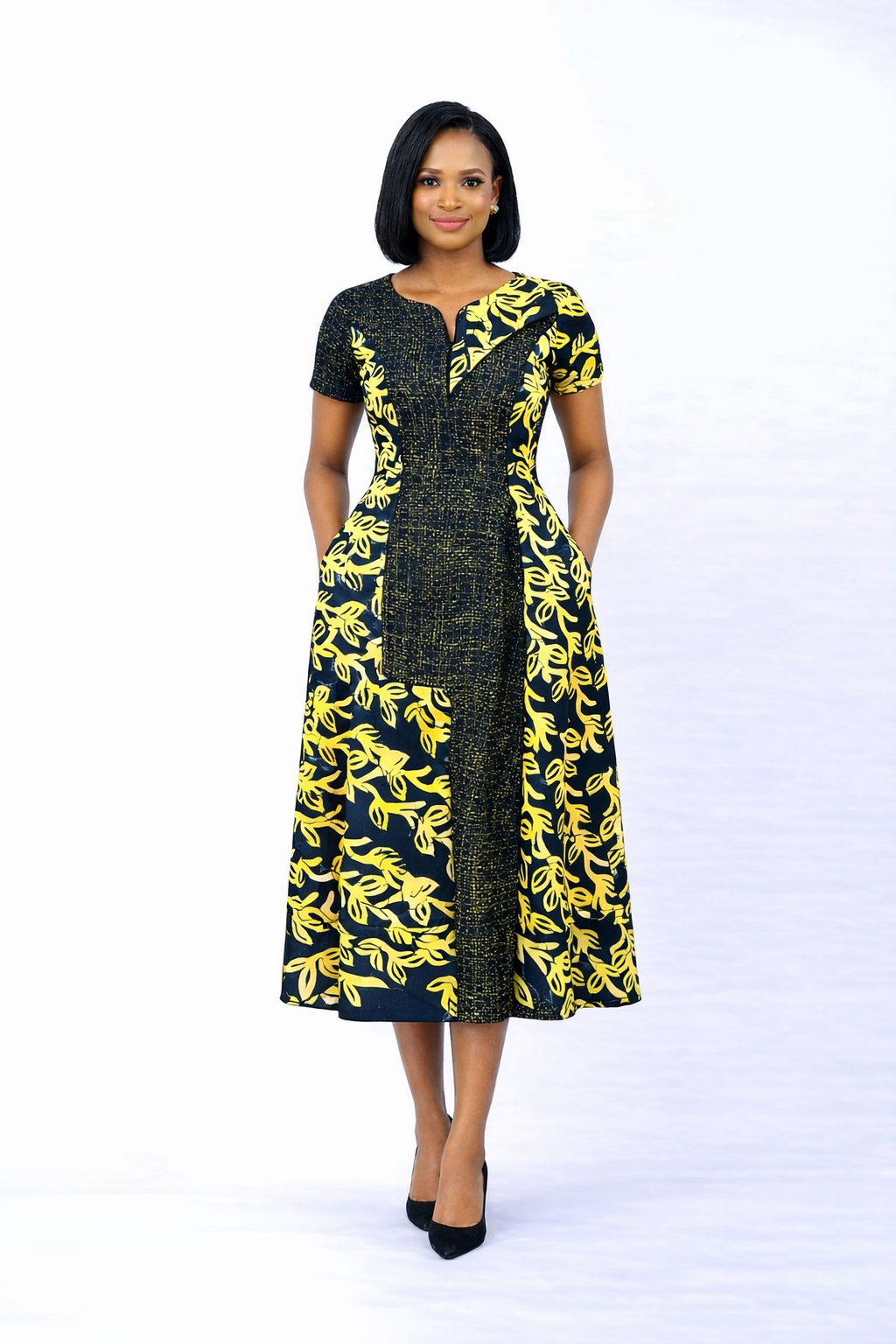 ÉLAN KIKE DRESS (TWEED AND ADIRE)