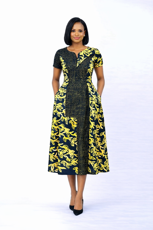 ÉLAN KIKE DRESS (TWEED AND ADIRE)