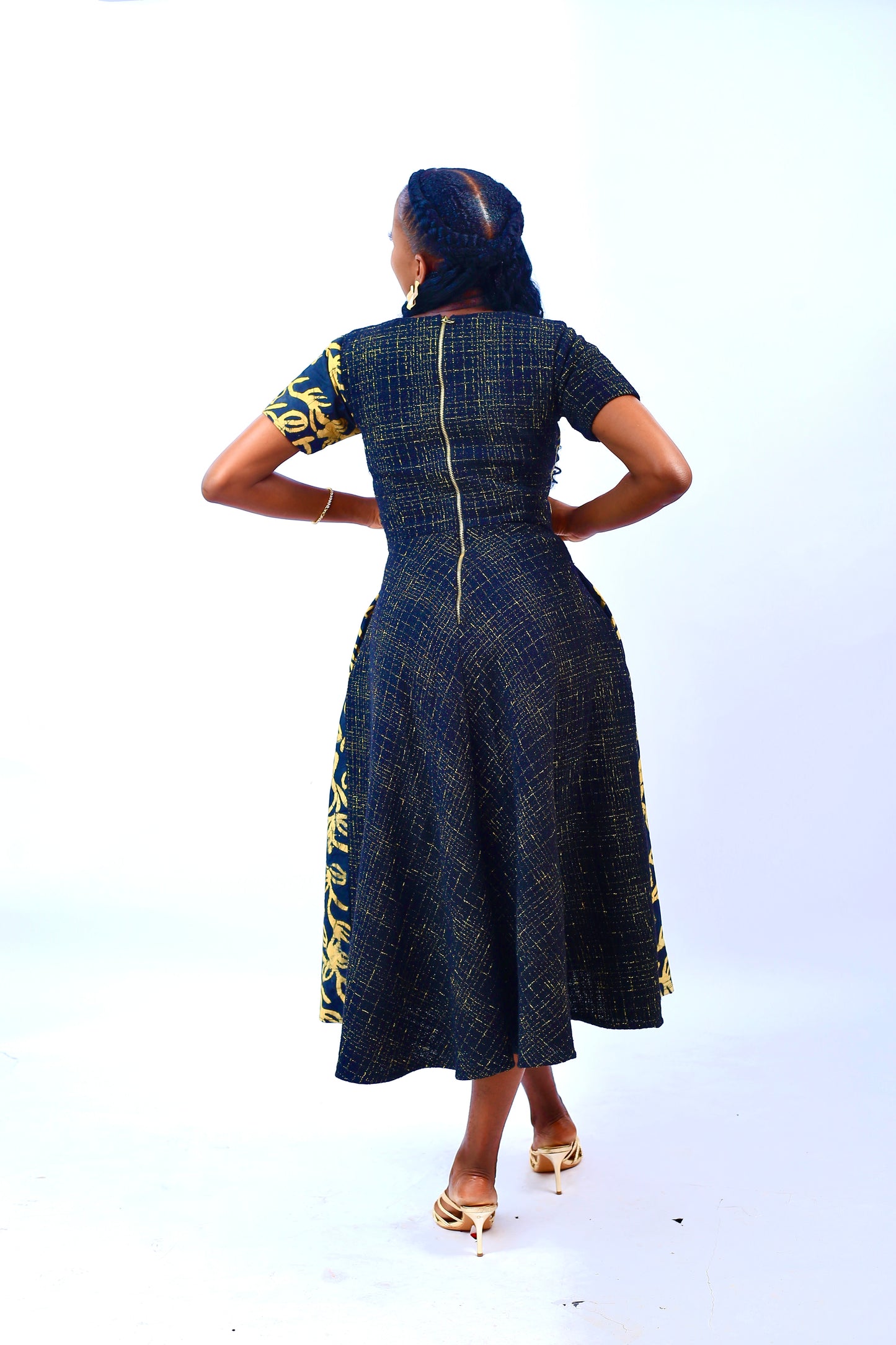 ÉLAN KIKE DRESS (TWEED AND ADIRE)
